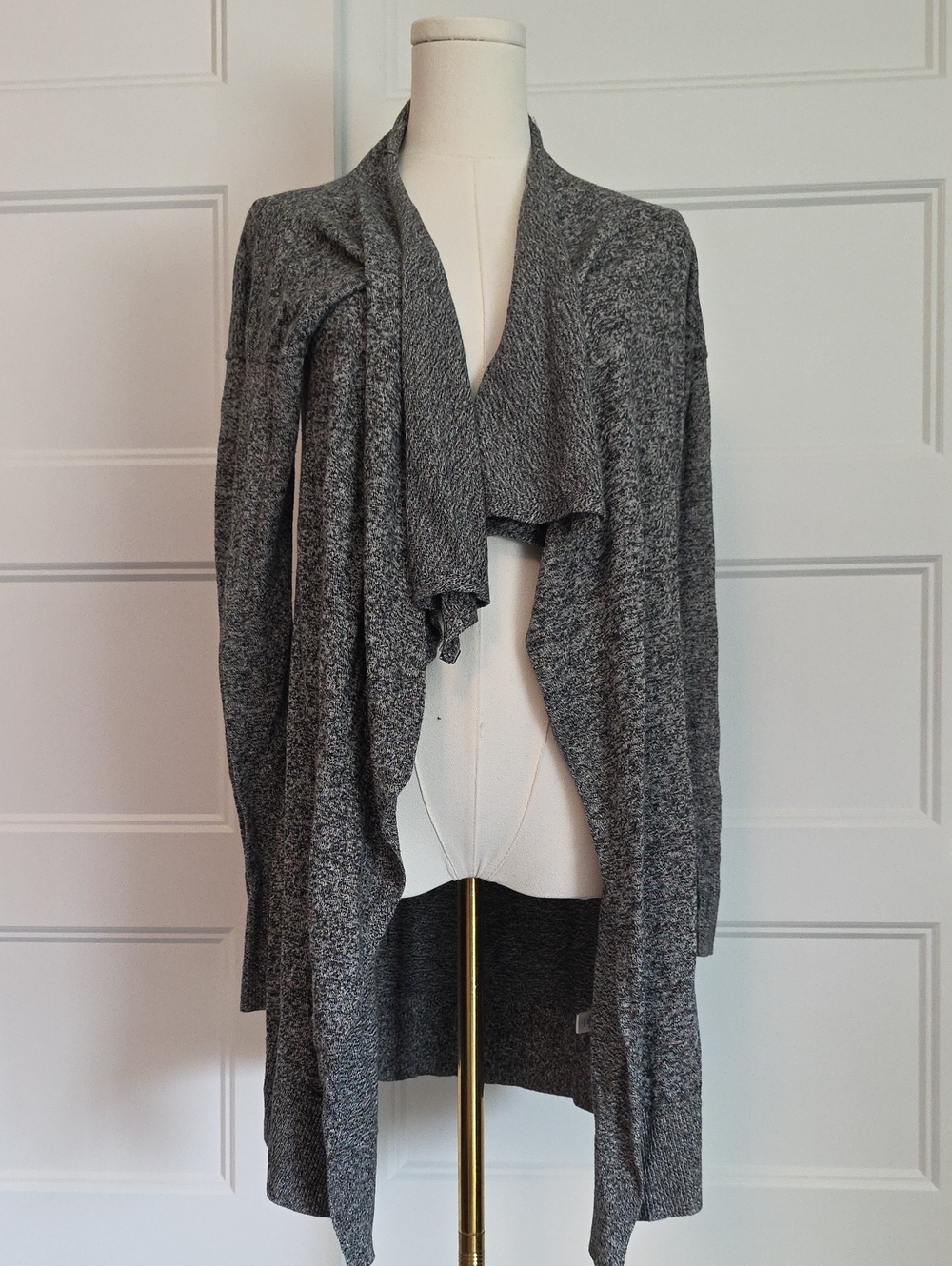 Express Gray Marled Open Drape Cardigan